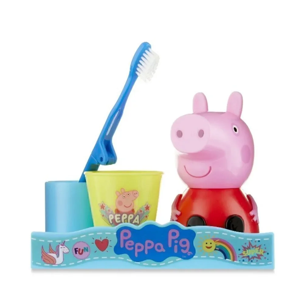 Kids Peppa Pig Great Smiles Toothbrush, Holder & Cup 3-Piece Set